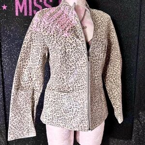 Genuine Leather Leopard Print Women's Jacket•Size M•Like New